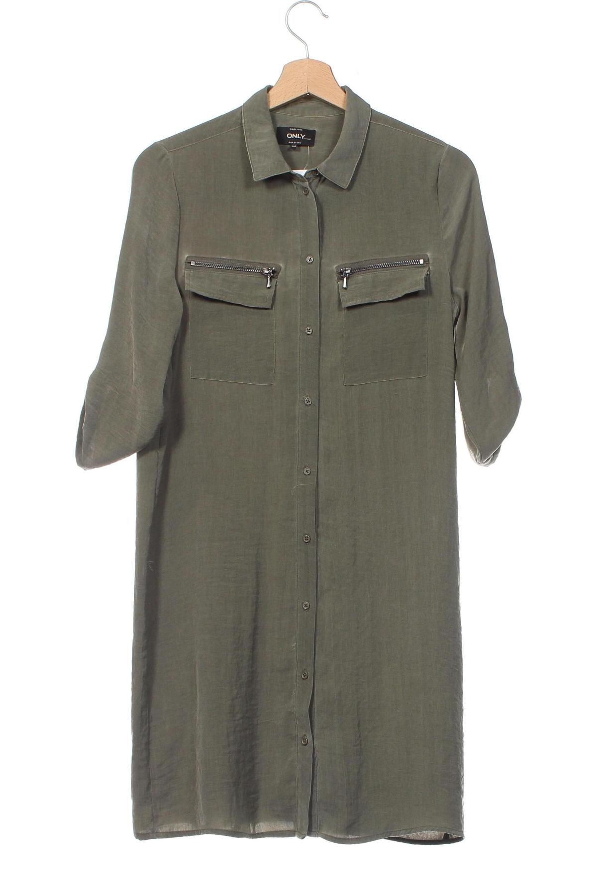 Γυναικείο πουκάμισο ONLY, Μέγεθος XS, Χρώμα Πράσινο, Τιμή 6,14 €