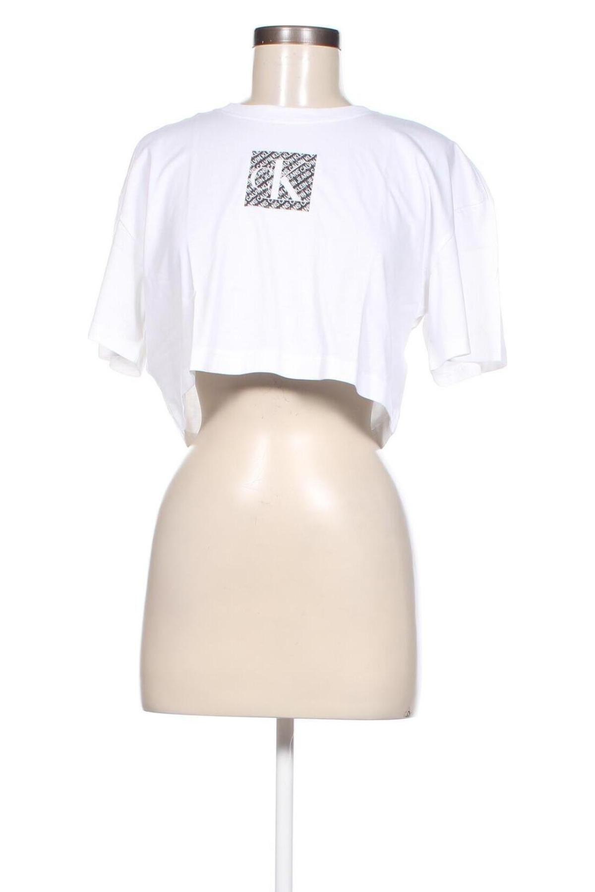 Damen T-Shirt Calvin Klein Jeans, Größe L, Farbe Weiß, Preis 37,71 €