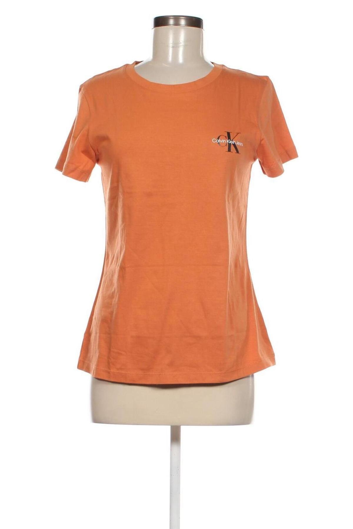 Damen T-Shirt Calvin Klein Jeans, Größe M, Farbe Orange, Preis € 39,69