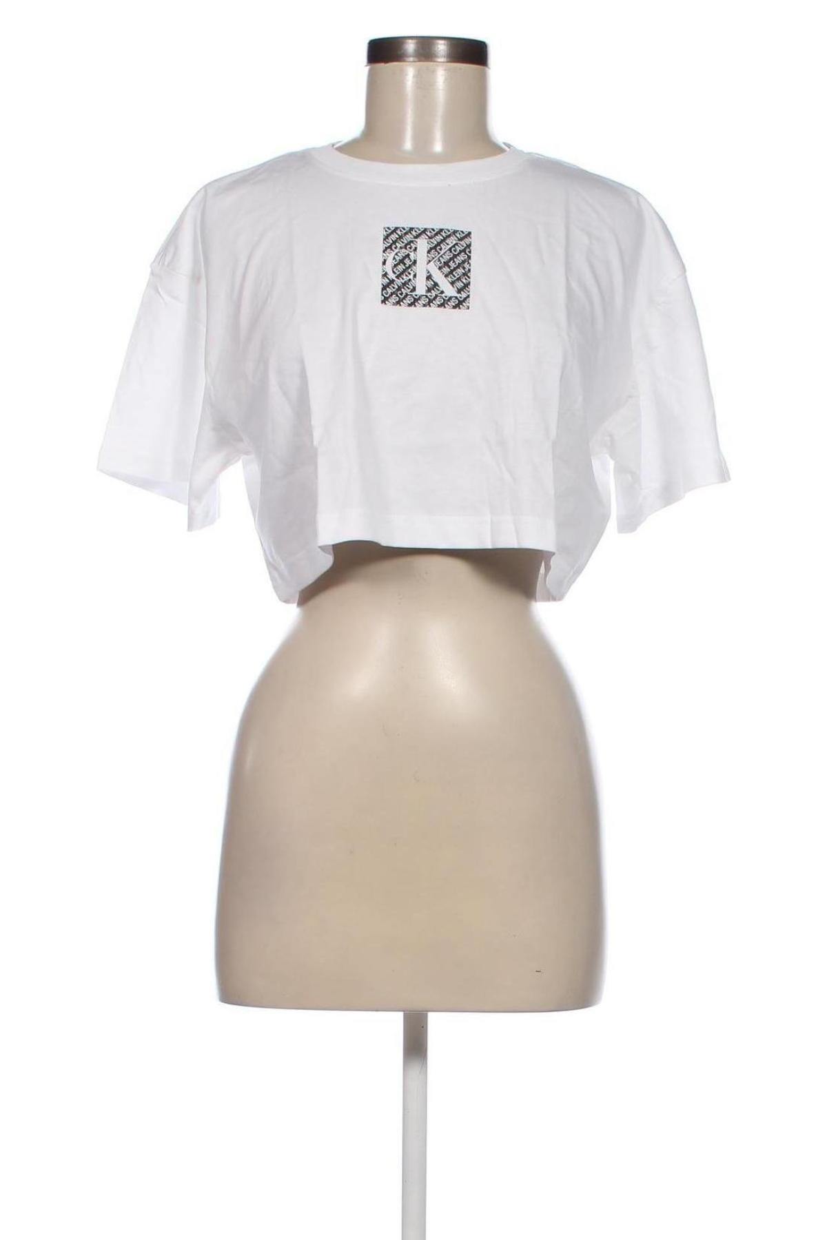 Tricou de femei Calvin Klein Jeans, Mărime M, Culoare Alb, Preț 227,96 Lei