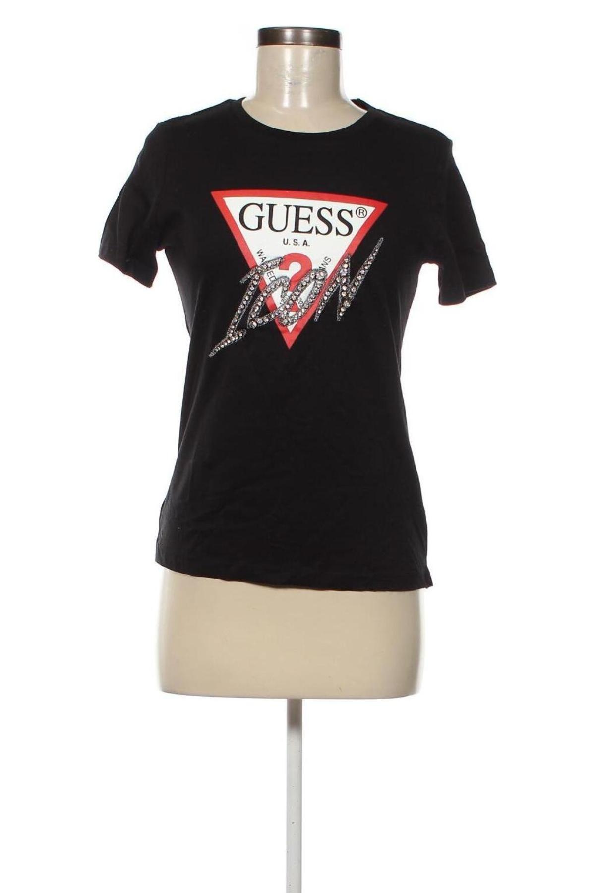 Γυναικείο t-shirt Guess, Μέγεθος S, Χρώμα Μαύρο, Τιμή 37,11 €