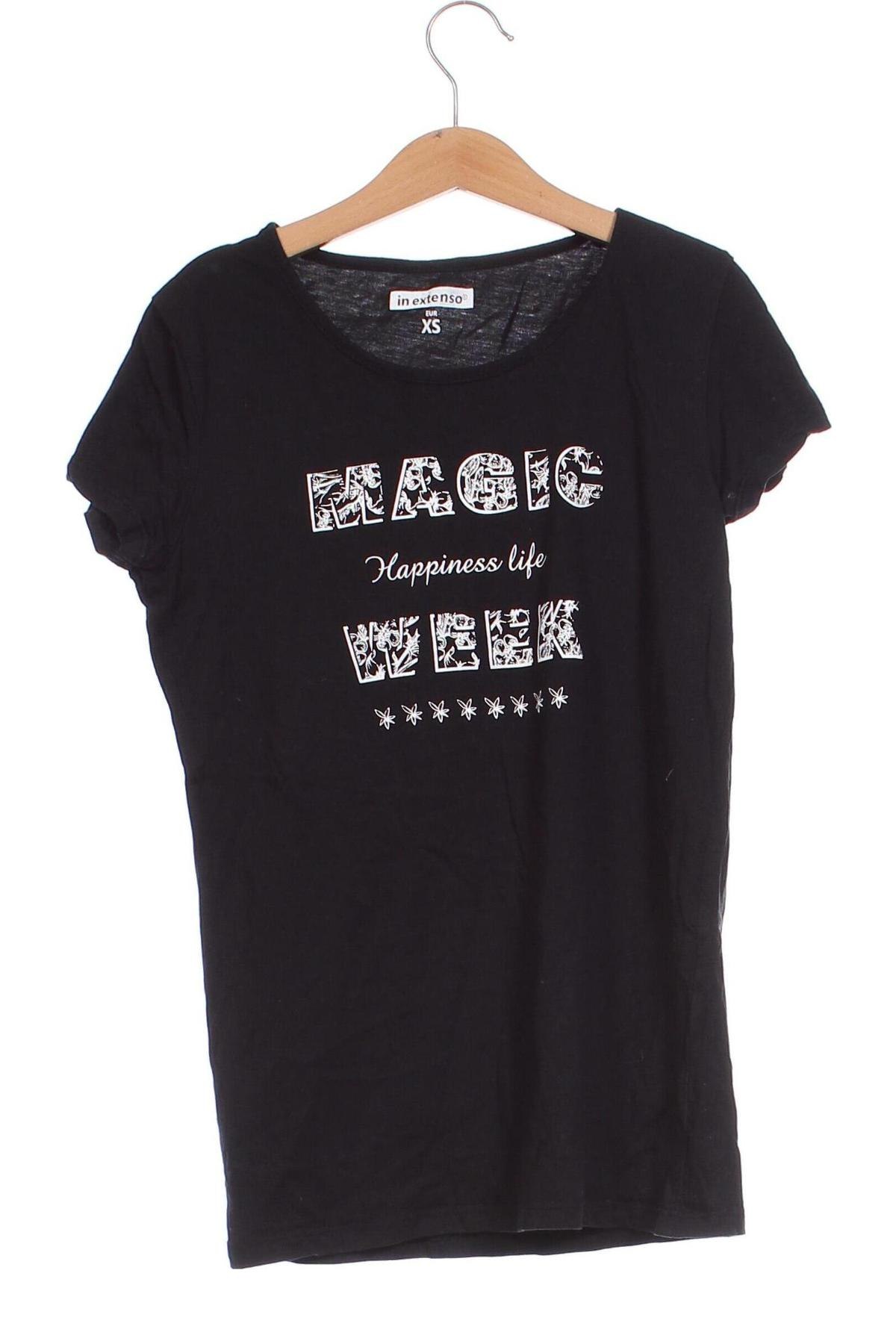 Γυναικείο t-shirt In Extenso, Μέγεθος XS, Χρώμα Μαύρο, Τιμή 3,97 €