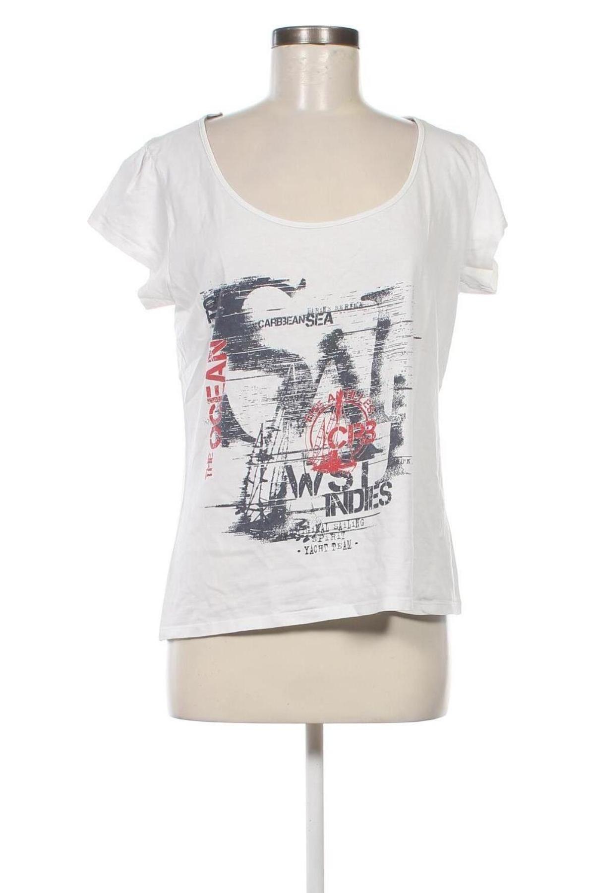 Γυναικείο t-shirt Jolinesse, Μέγεθος XL, Χρώμα Λευκό, Τιμή 6,67 €