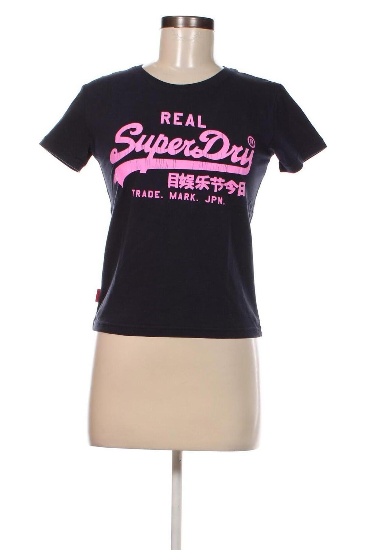Γυναικείο t-shirt Superdry, Μέγεθος XS, Χρώμα Μπλέ, Τιμή 15,47 €