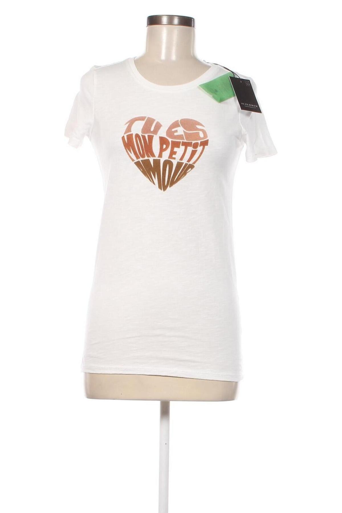 Γυναικείο t-shirt Supermom, Μέγεθος XXS, Χρώμα Λευκό, Τιμή 4,65 €