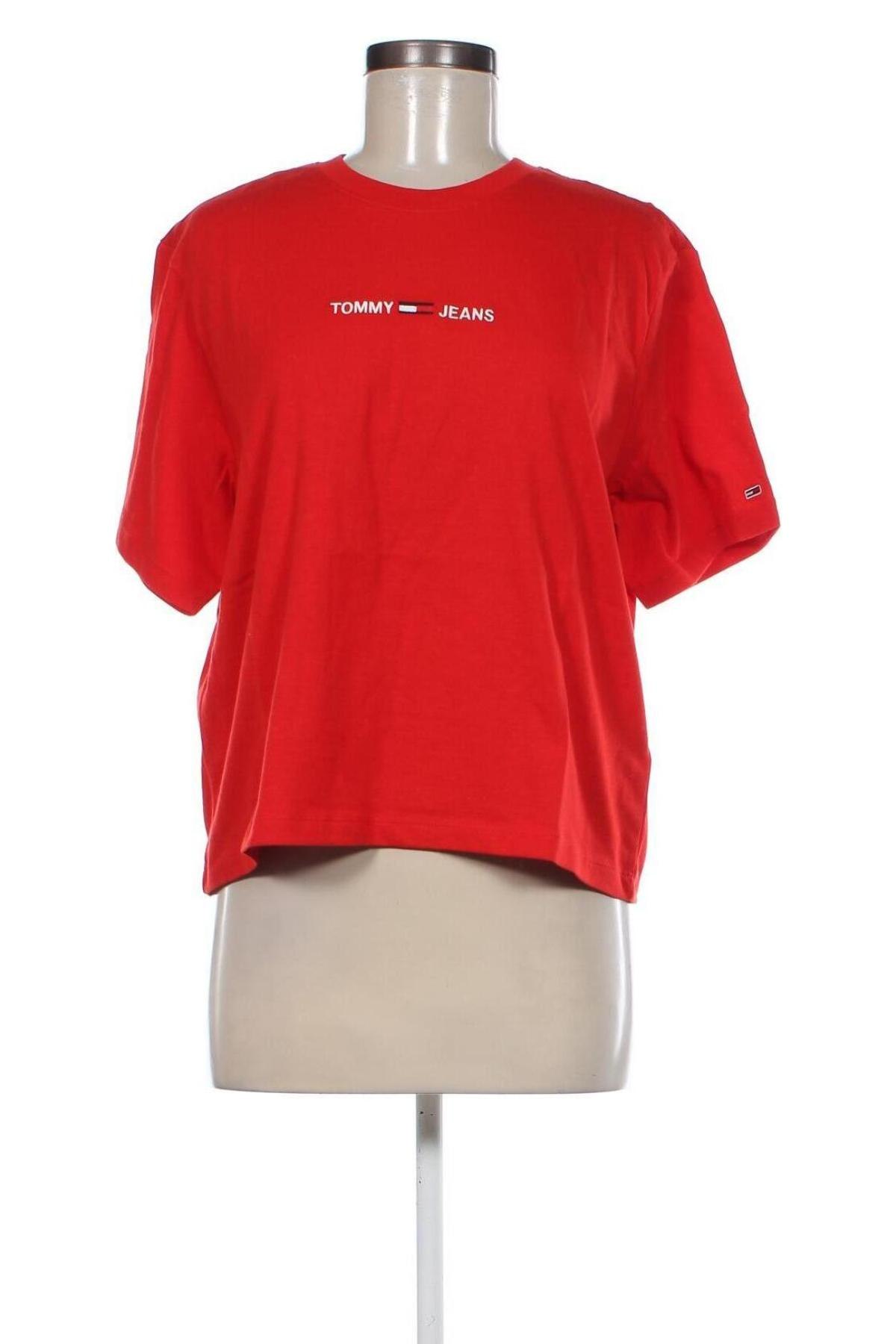 Damen T-Shirt Tommy Jeans, Größe L, Farbe Rot, Preis 37,71 €