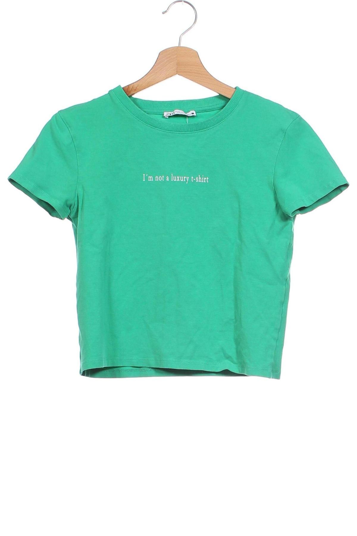 Dámske tričko Zara, Veľkosť XS, Farba Zelená, Cena  3,68 €