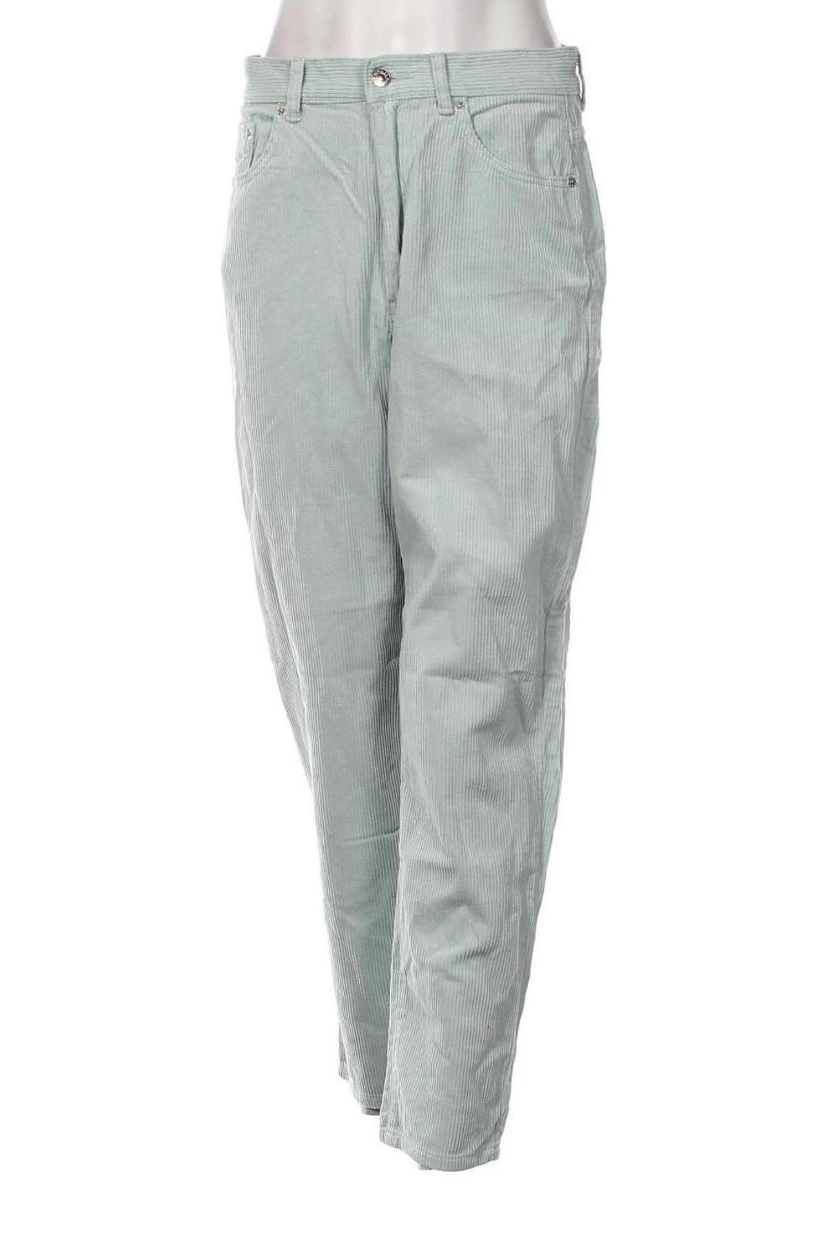 Pantaloni de velvet de femei Pull&Bear, Mărime M, Culoare Verde, Preț 31,48 Lei