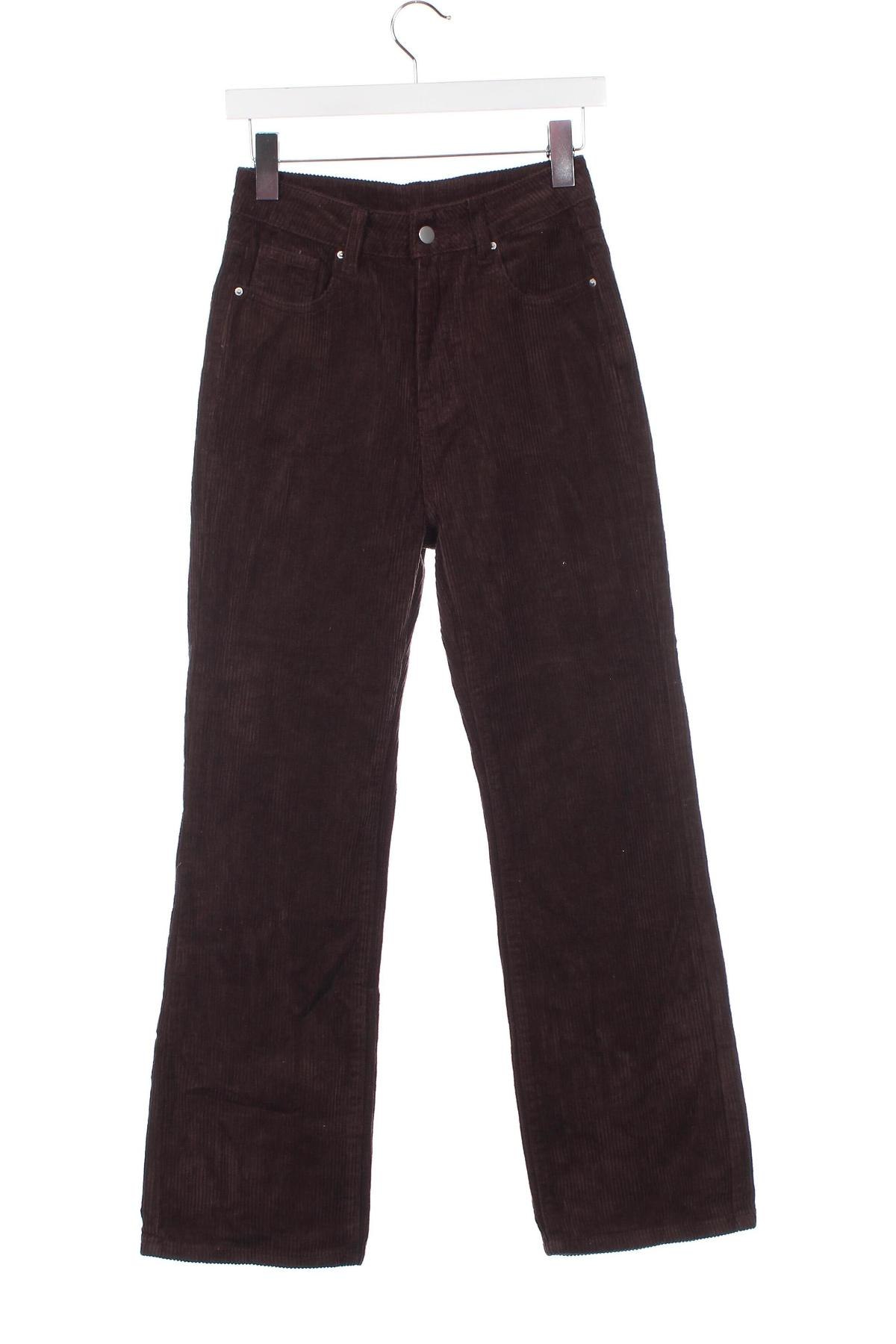 Pantaloni de velvet de femei SHEIN, Mărime XS, Culoare Maro, Preț 31,48 Lei