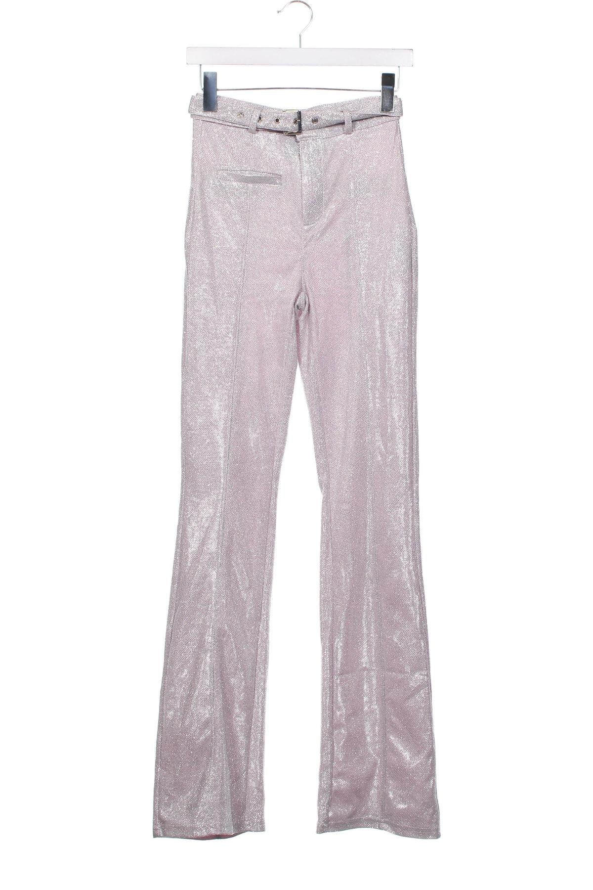 Дамски панталон Bershka, Размер XS, Цвят Сребрист, Цена 17,60 лв.
