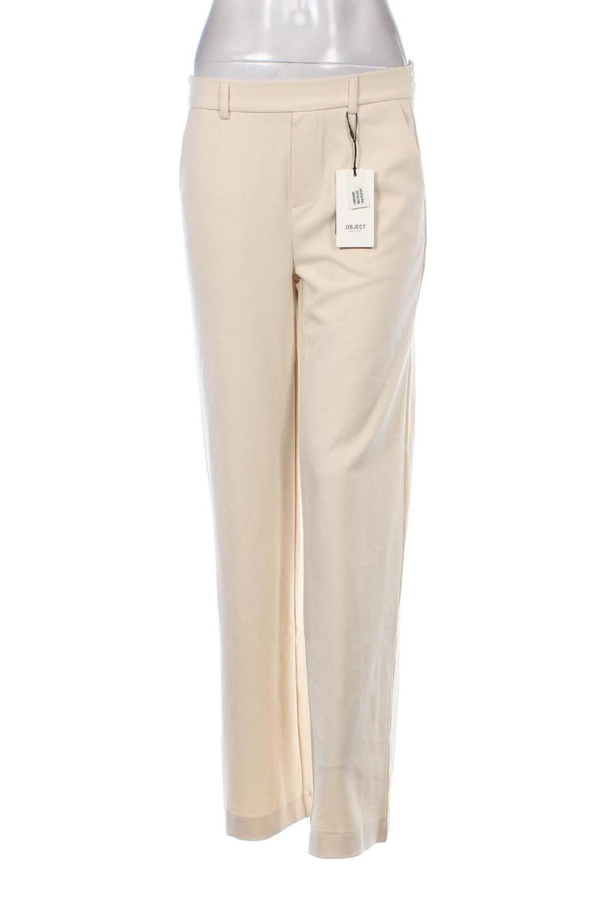 Pantaloni de femei Object, Mărime M, Culoare Ecru, Preț 137,66 Lei