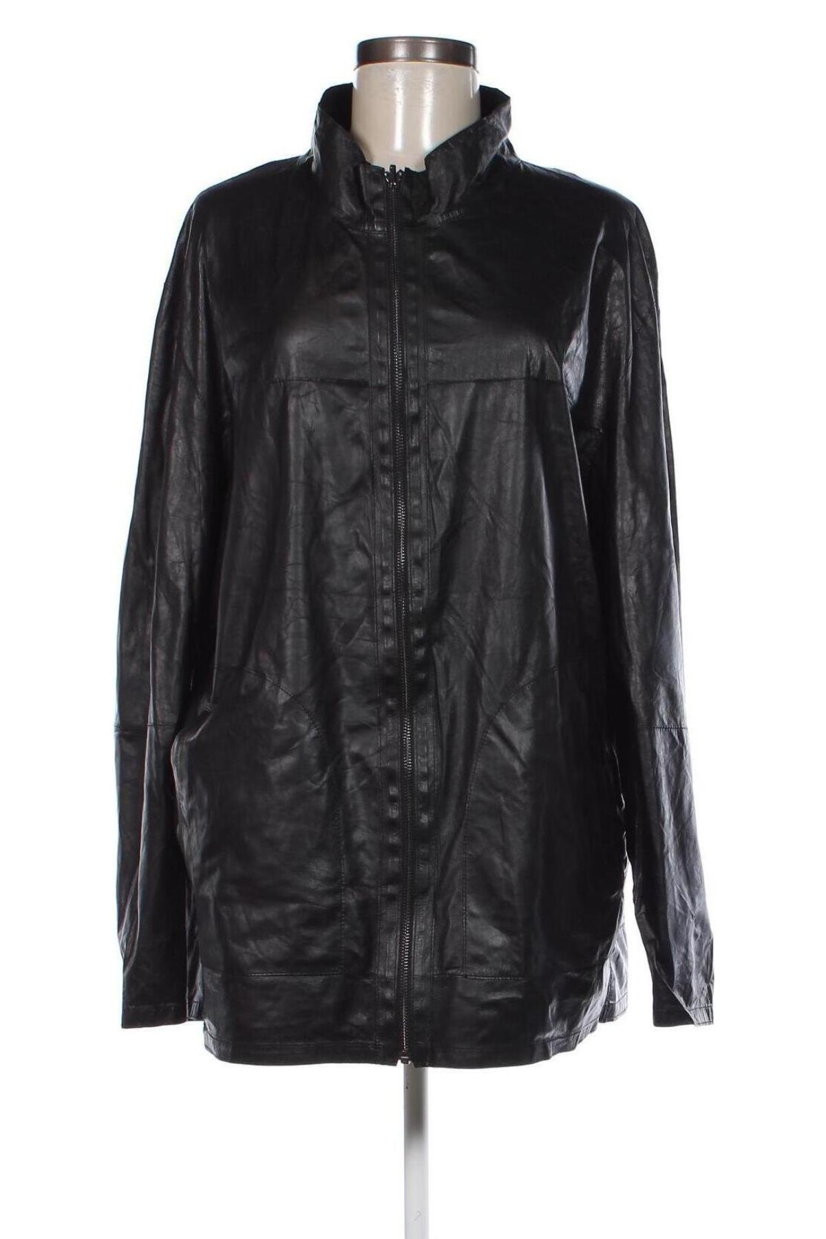 Дамско кожено яке, Размер 3XL, Цвят Черен, Цена 101,65 лв.