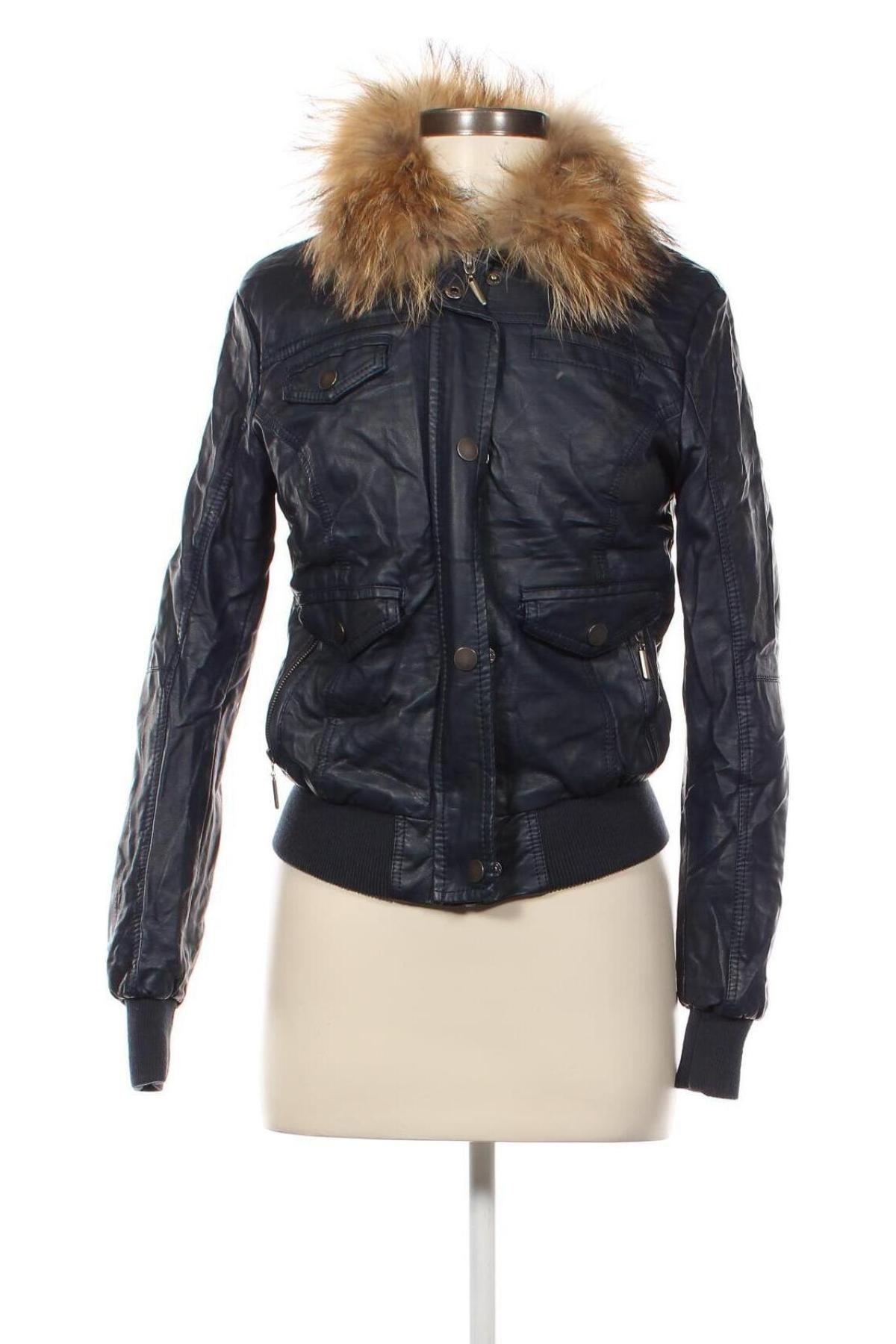 Damen Lederjacke, Größe M, Farbe Blau, Preis 25,58 €
