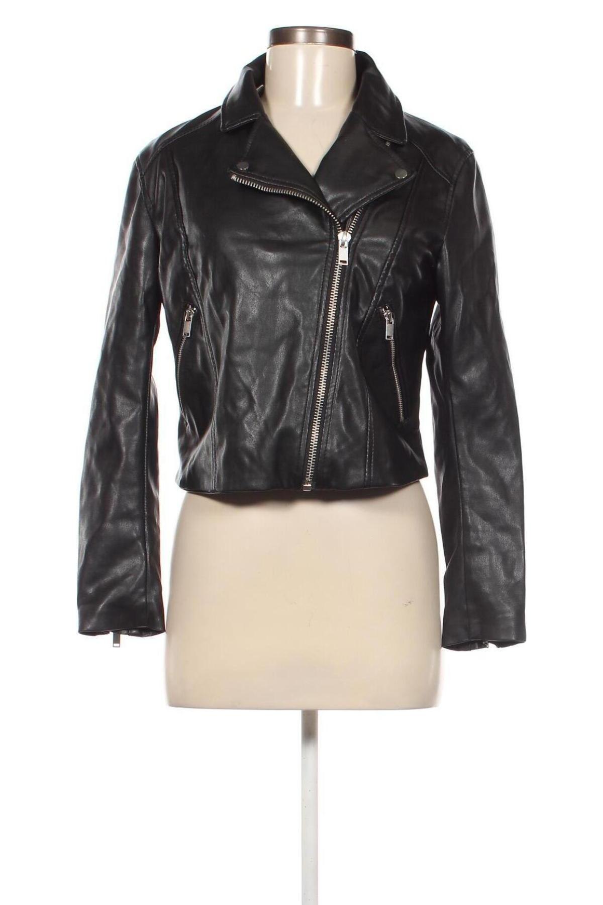 Dámska kožená bunda  H&M Divided, Veľkosť L, Farba Čierna, Cena  19,45 €