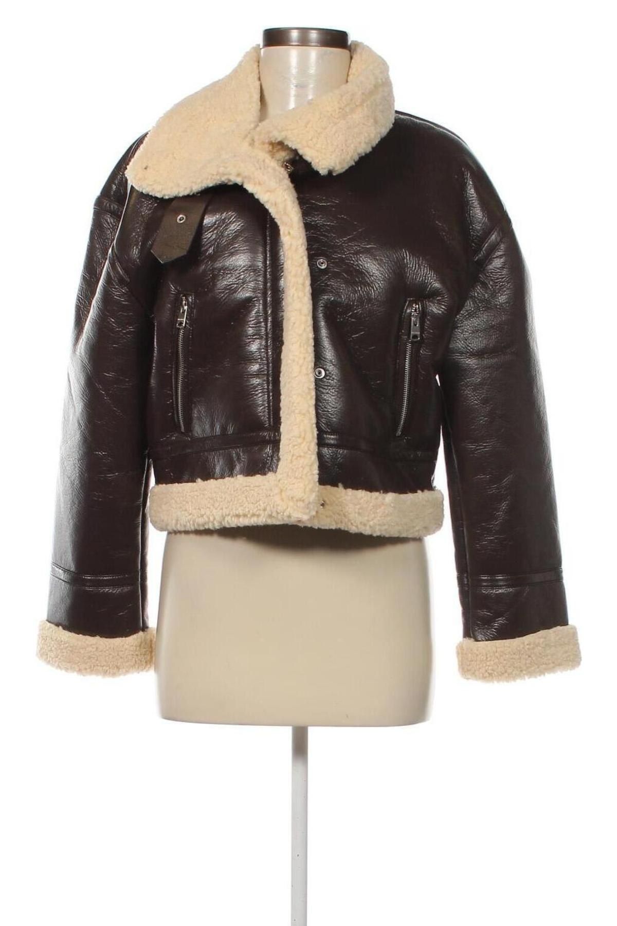Dámska kožená bunda  Pull&Bear, Veľkosť S, Farba Hnedá, Cena  35,43 €