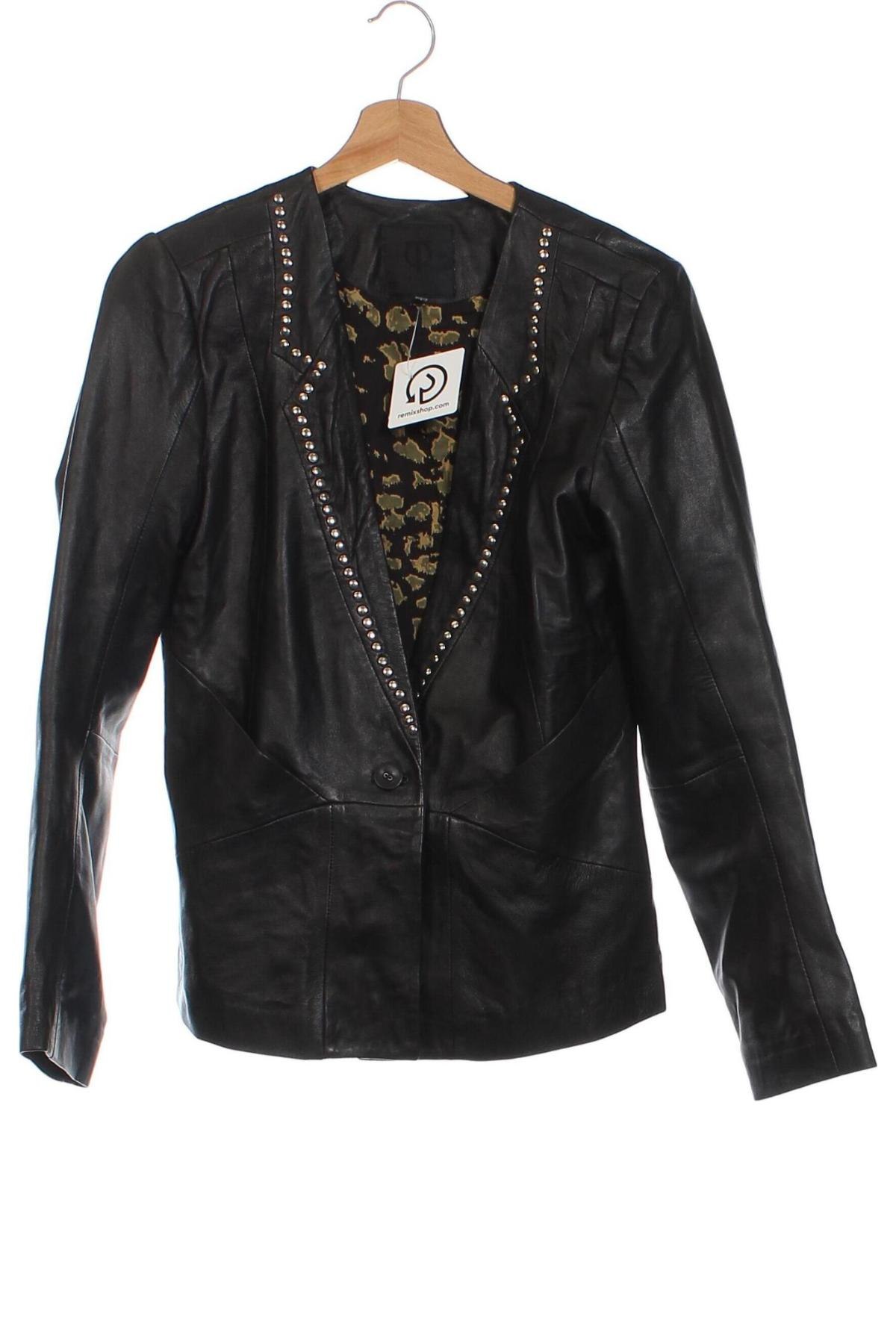 Γυναικείο δερμάτινο μπουφάν Pulz Jeans, Μέγεθος XS, Χρώμα Μαύρο, Τιμή 57,10 €