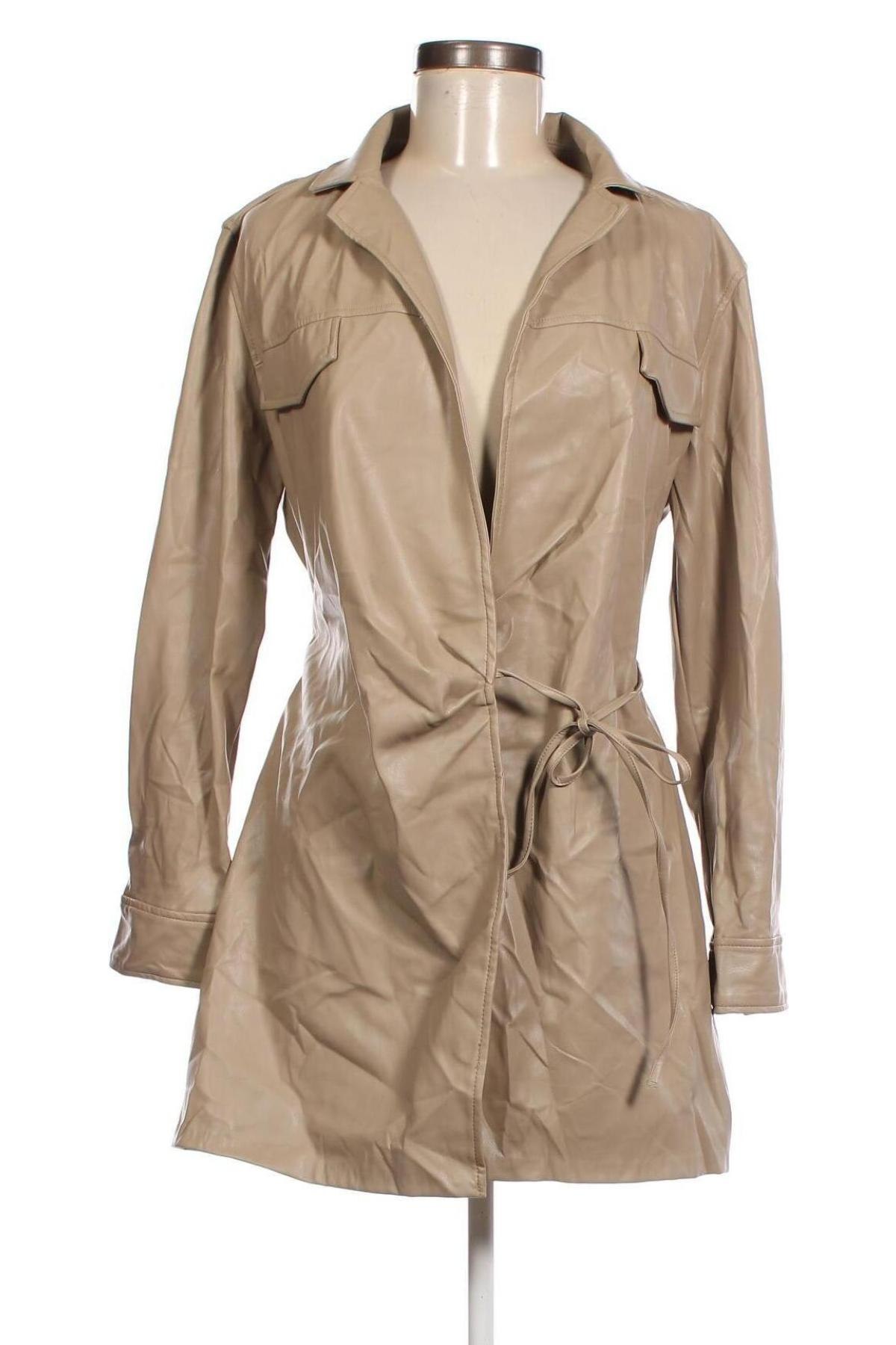Γυναικείο δερμάτινο μπουφάν Zara, Μέγεθος S, Χρώμα  Μπέζ, Τιμή 12,68 €