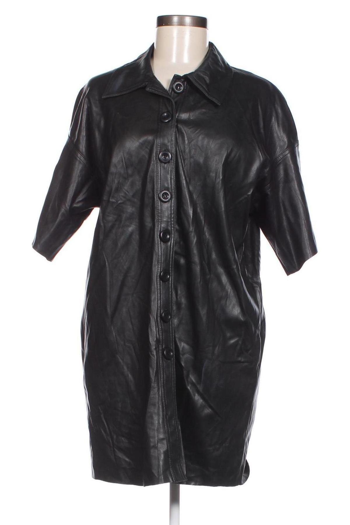 Дамско кожено яке Zara Knitwear, Размер L, Цвят Черен, Цена 28,70 лв.