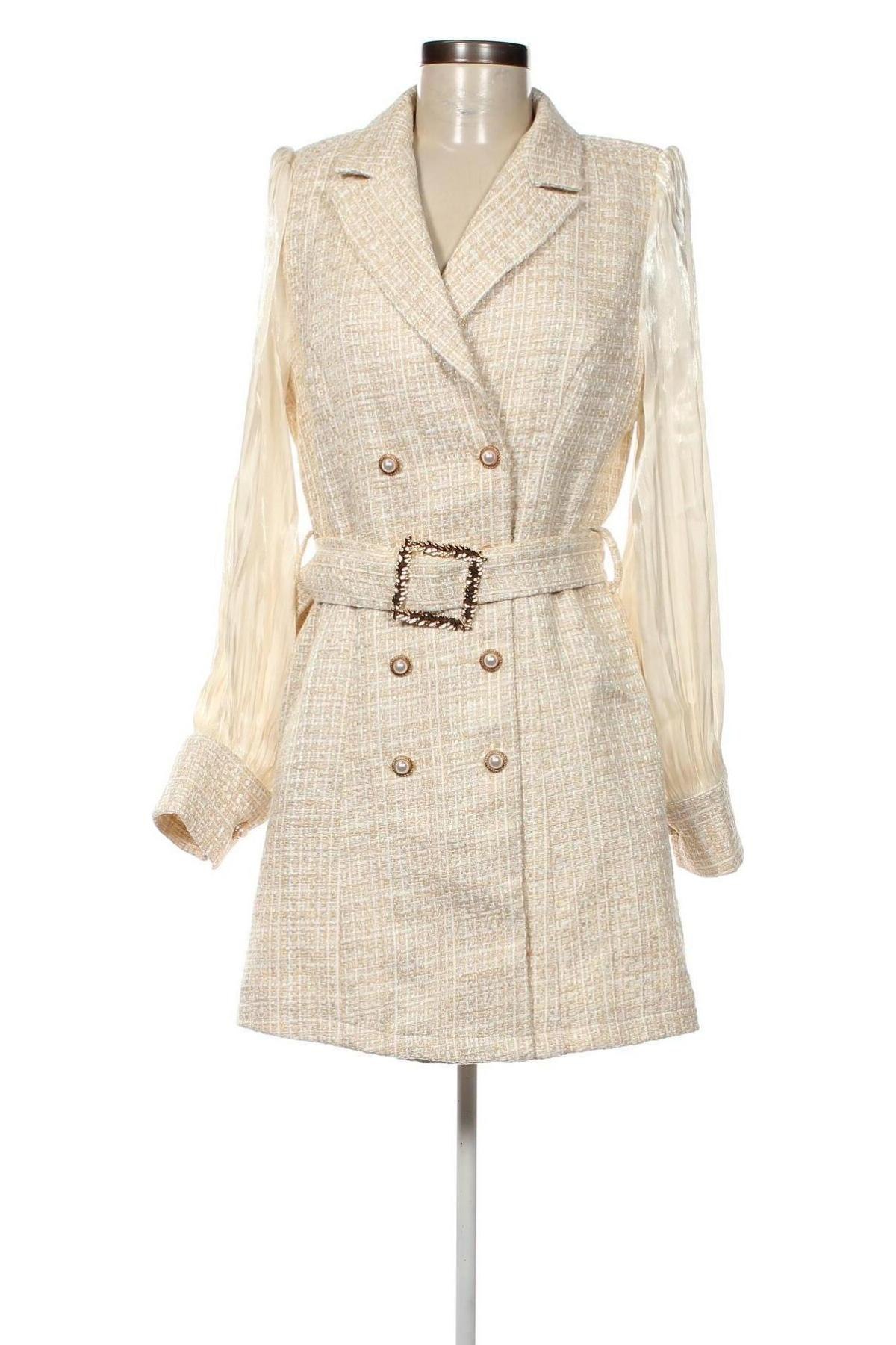 Дамско палто Simplee, Размер M, Цвят Бежов, Цена 52,80 лв.