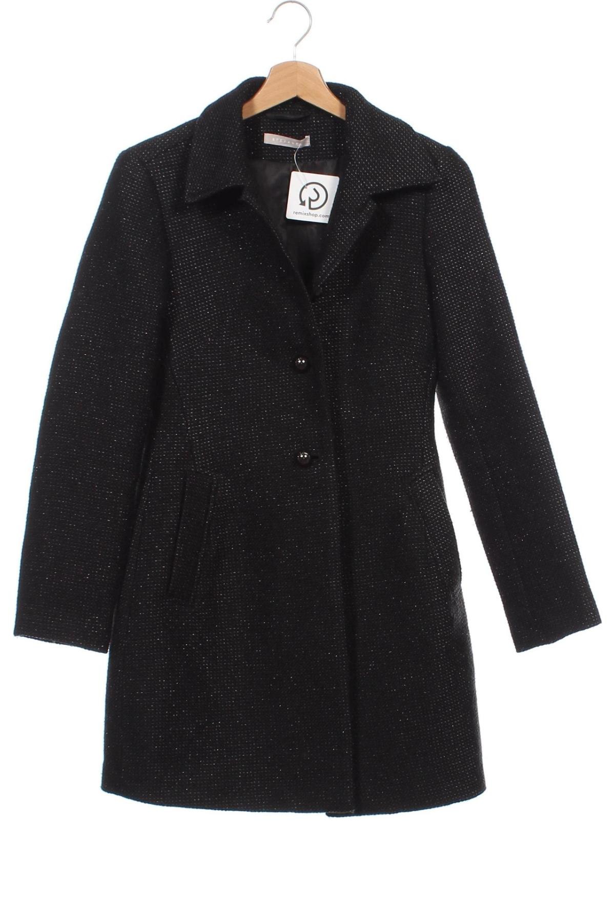 Дамско палто Stefanel, Размер XS, Цвят Черен, Цена 120,96 лв.