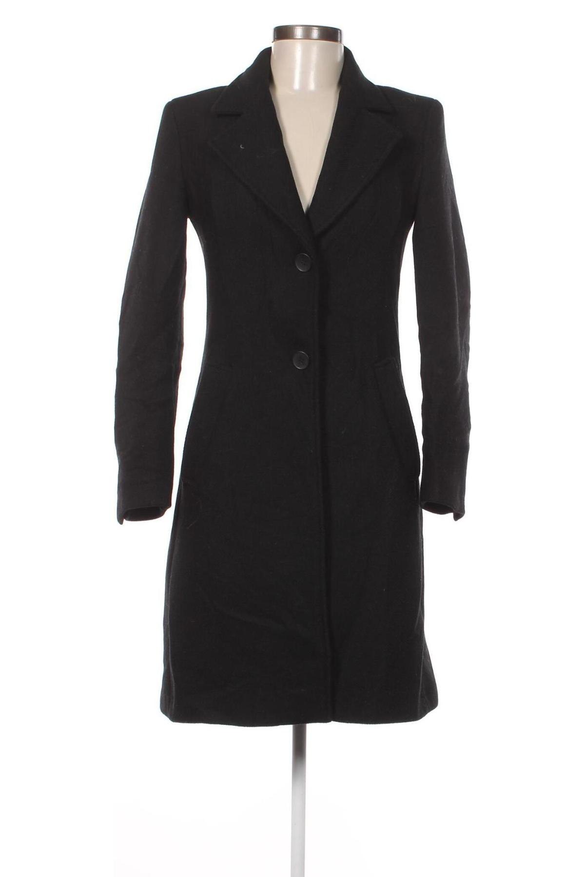 Дамско палто Zara, Размер XS, Цвят Черен, Цена 44,20 лв.