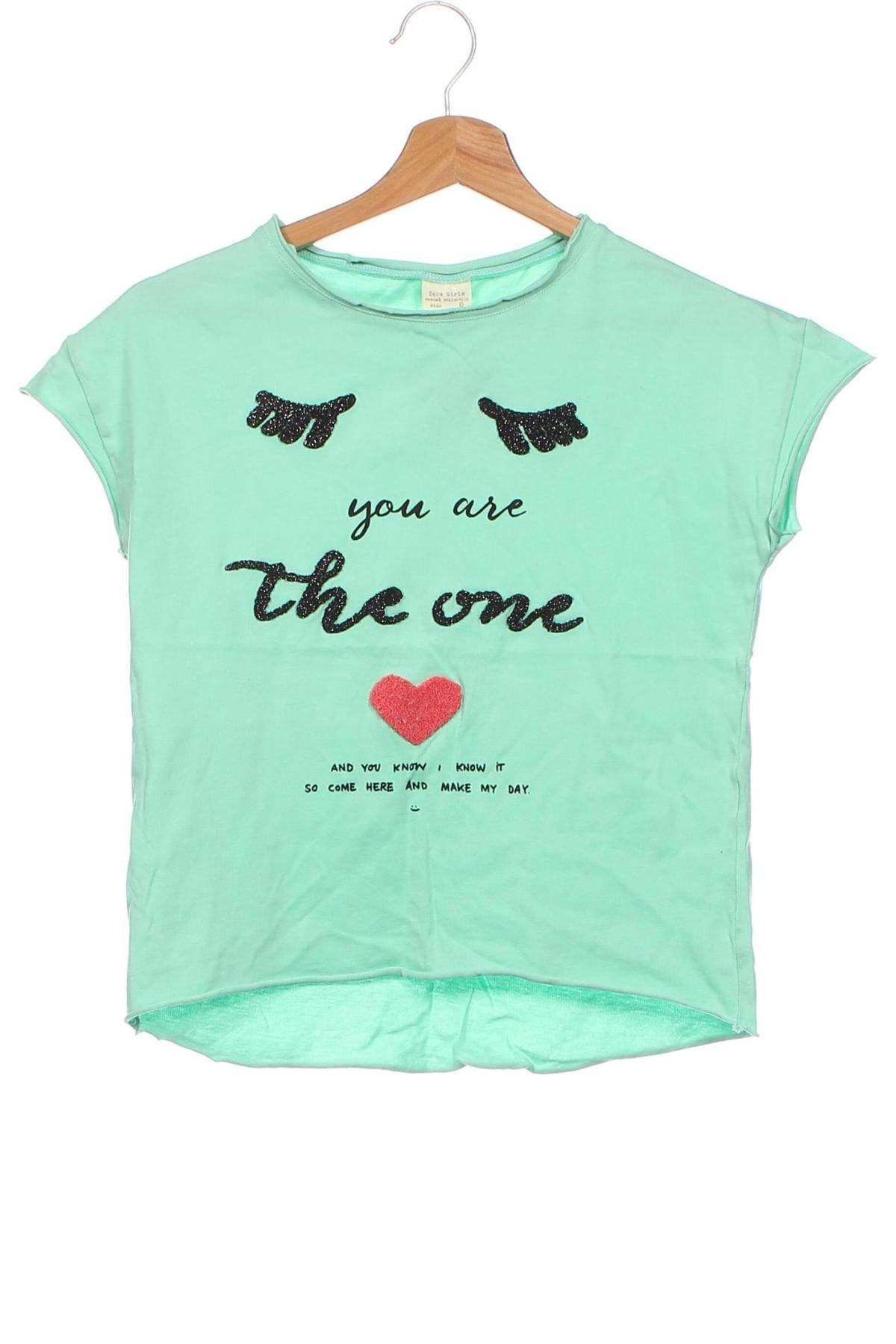 Kinder Shirt Zara, Größe 7-8y/ 128-134 cm, Farbe Grün, Preis 3,90 €