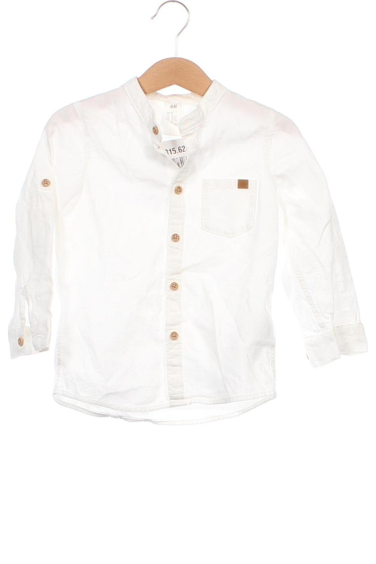 Kinderhemd H&M, Größe 18-24m/ 86-98 cm, Farbe Weiß, Preis 3,61 €