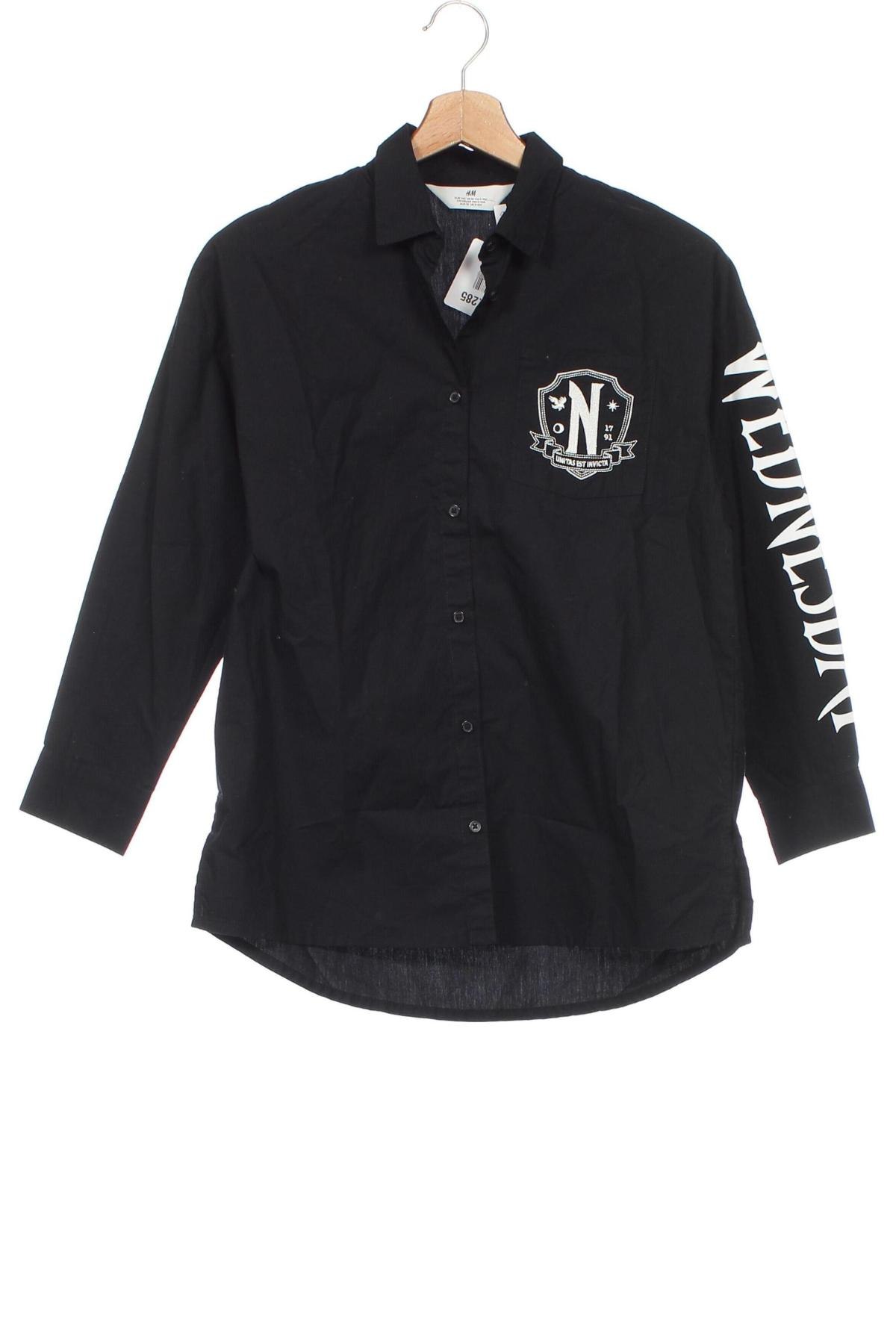 Детска риза H&M, Размер 8-9y/ 134-140 см, Цвят Черен, Цена 15,68 лв.