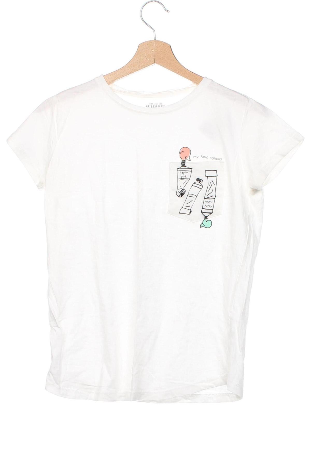 Детска тениска Reserved, Размер 13-14y/ 164-168 см, Цвят Бял, Цена 12,00 лв.