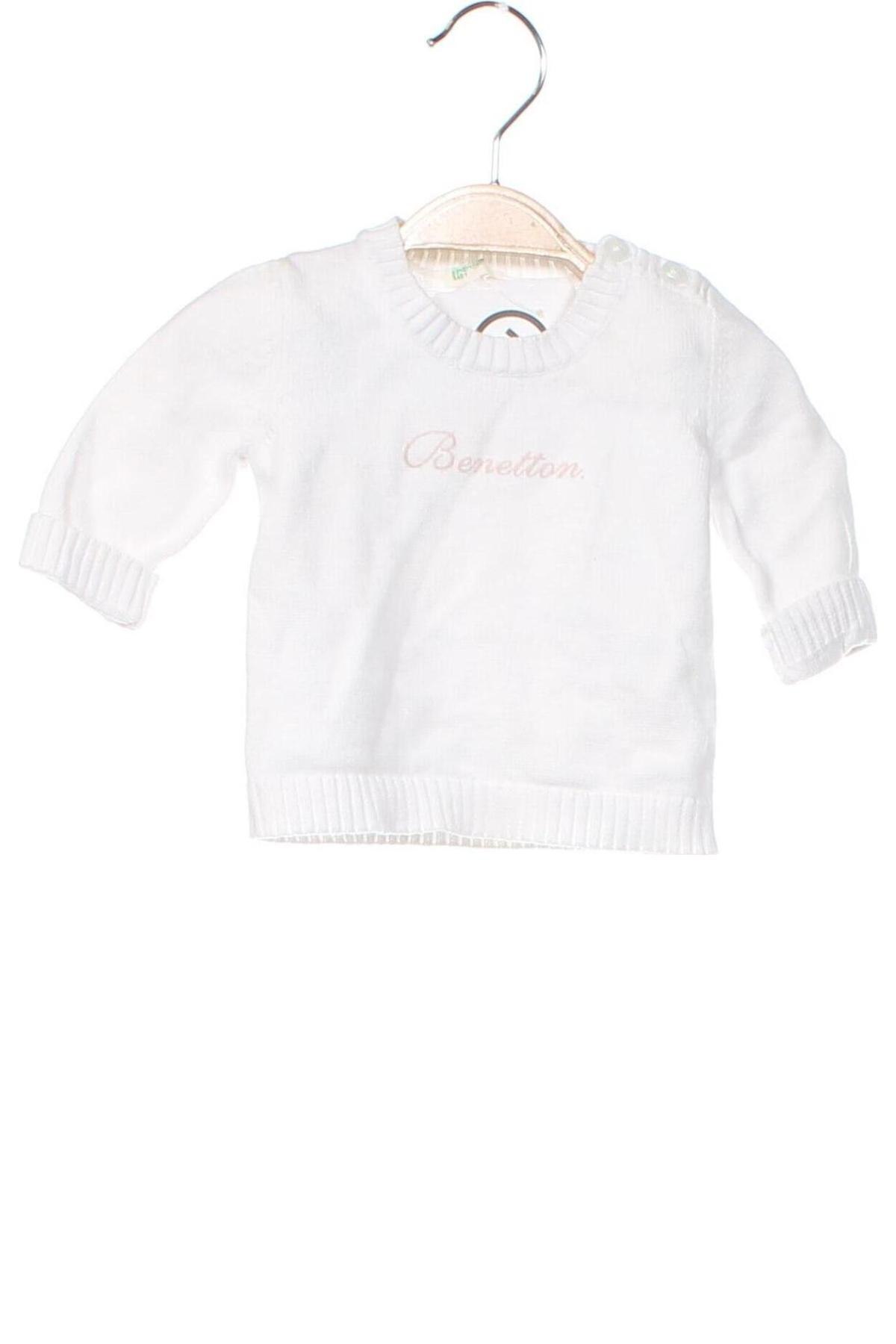 Детски пуловер United Colors Of Benetton, Размер 2-3m/ 56-62 см, Цвят Бял, Цена 12,26 лв.