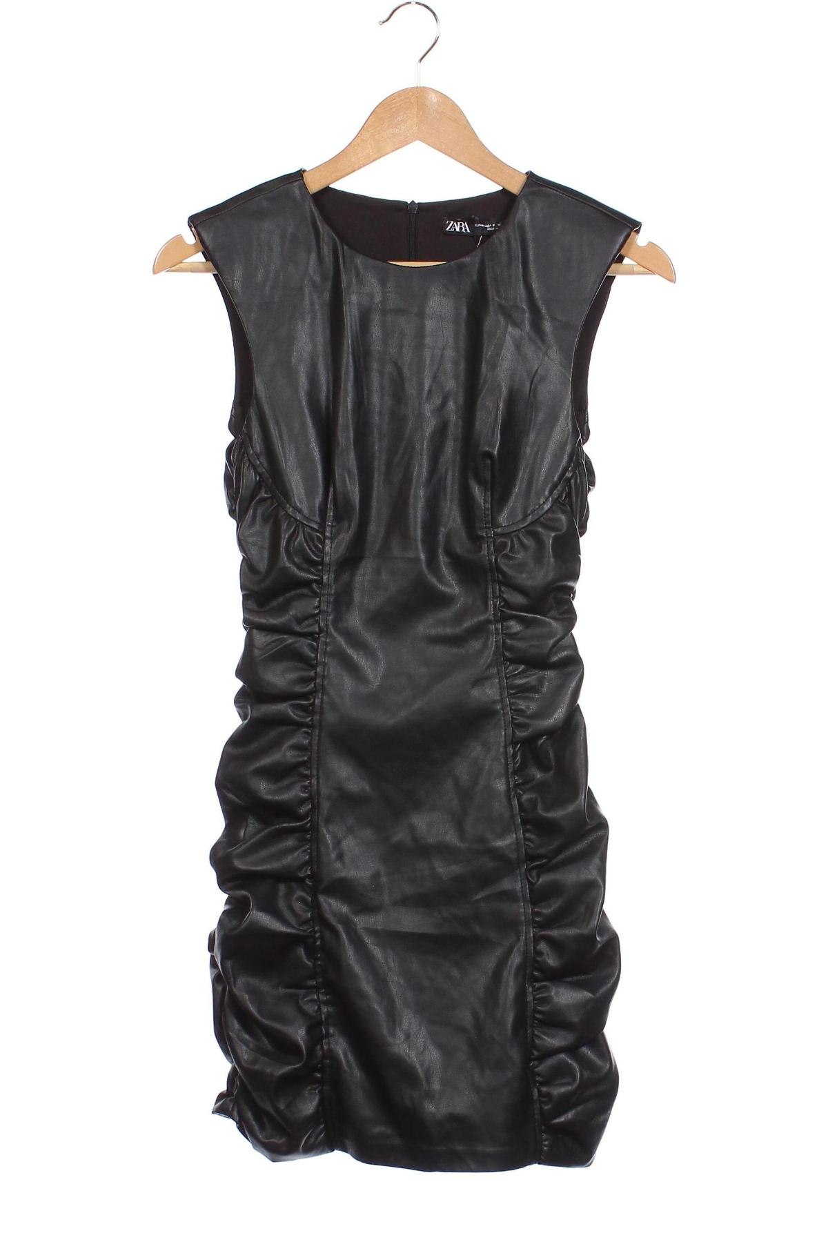 Kožené šaty  Zara, Veľkosť S, Farba Čierna, Cena  19,33 €