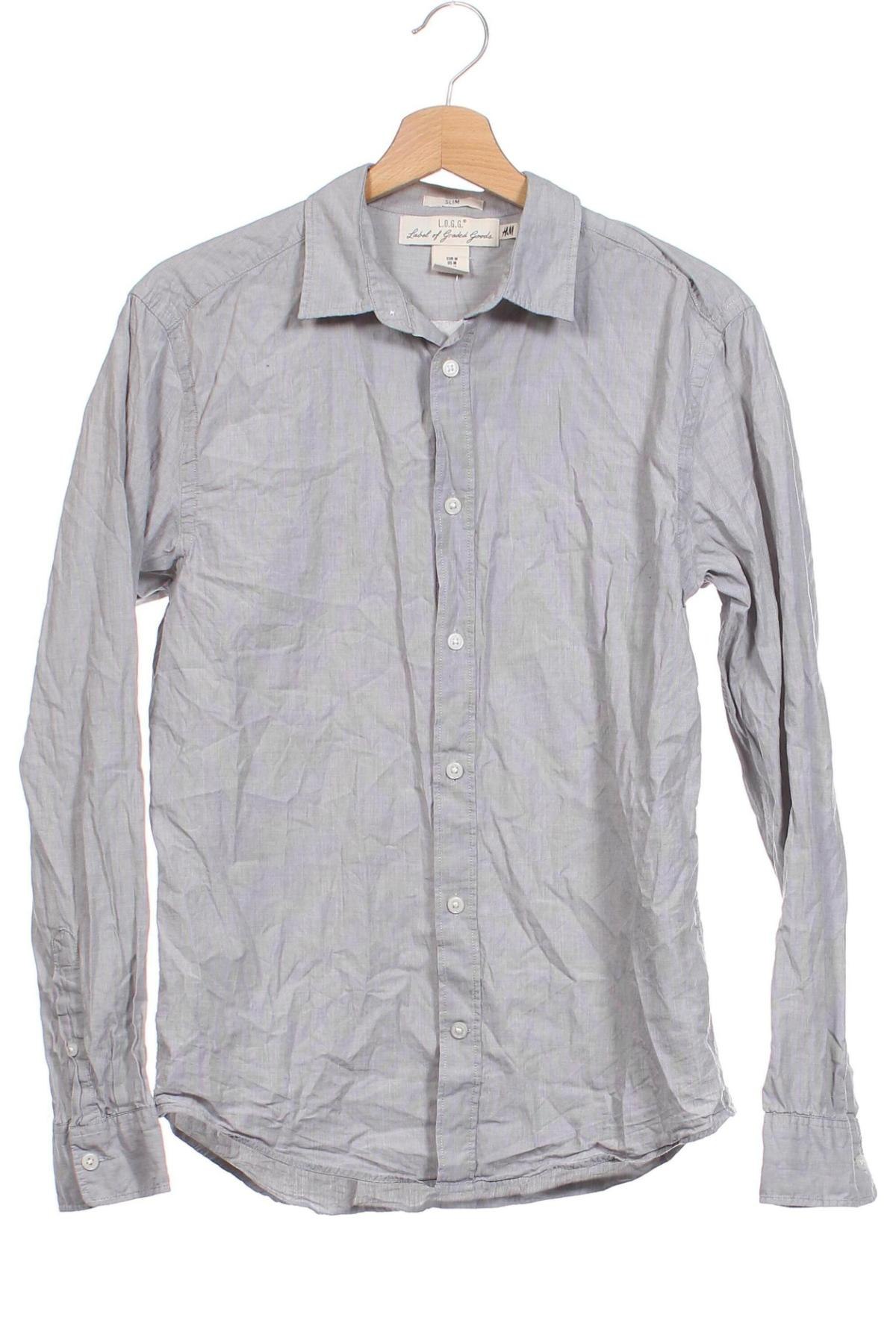 Мъжка риза H&M, Размер M, Цвят Сив, Цена 14,50 лв.