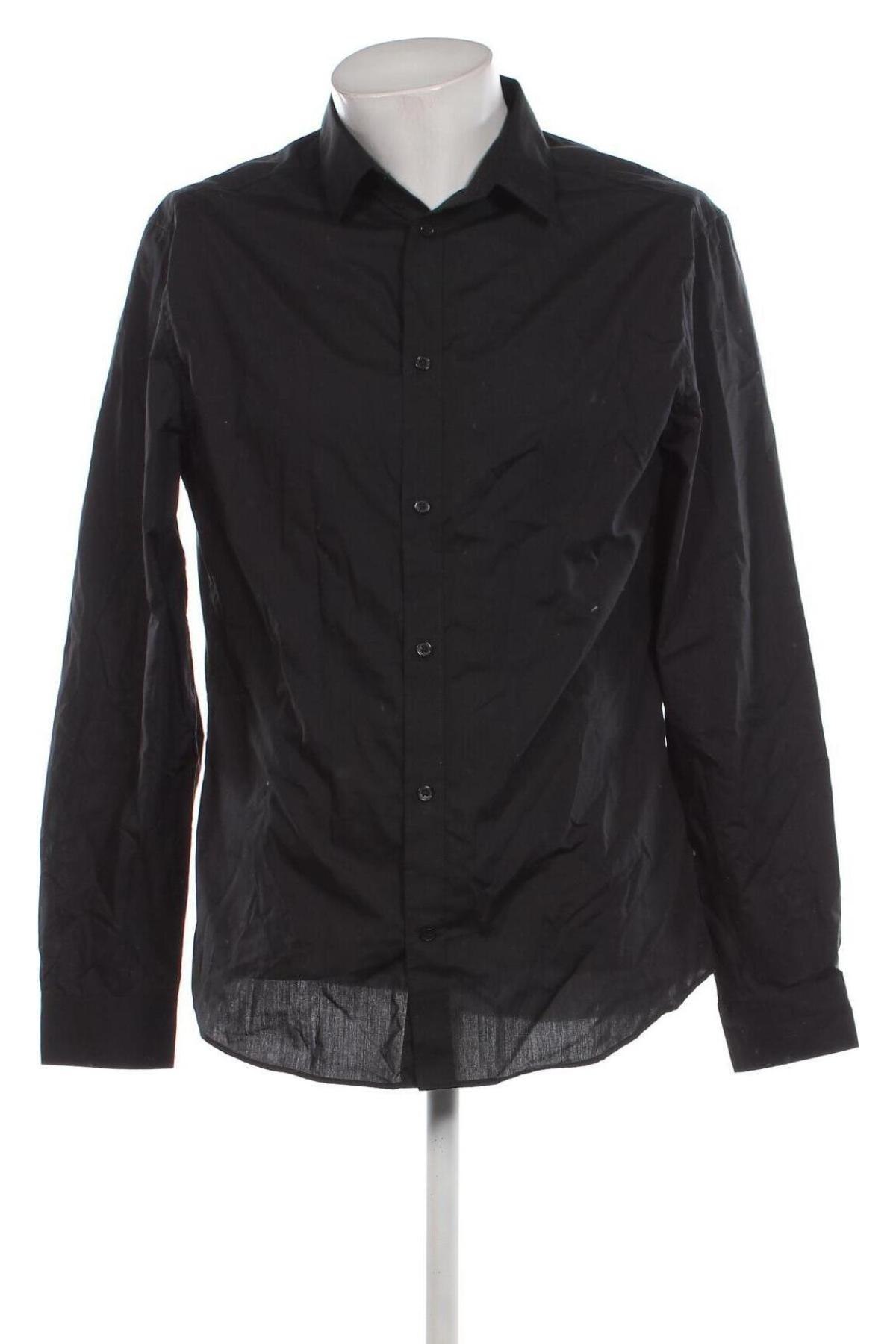 Мъжка риза H&M, Размер L, Цвят Черен, Цена 18,00 лв.