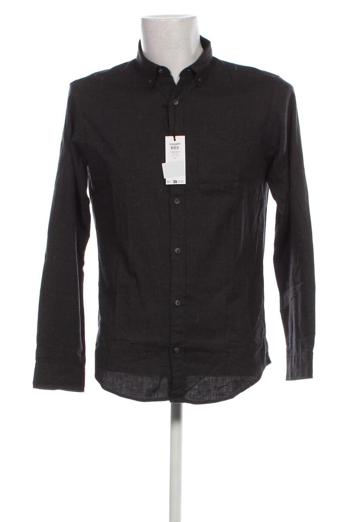 Ανδρικό πουκάμισο Jack & Jones, Μέγεθος L, Χρώμα Γκρί, Τιμή 23,25 €