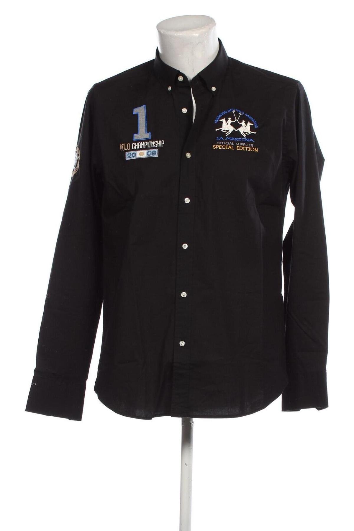 Ανδρικό πουκάμισο La Martina, Μέγεθος L, Χρώμα Μαύρο, Τιμή 41,50 €