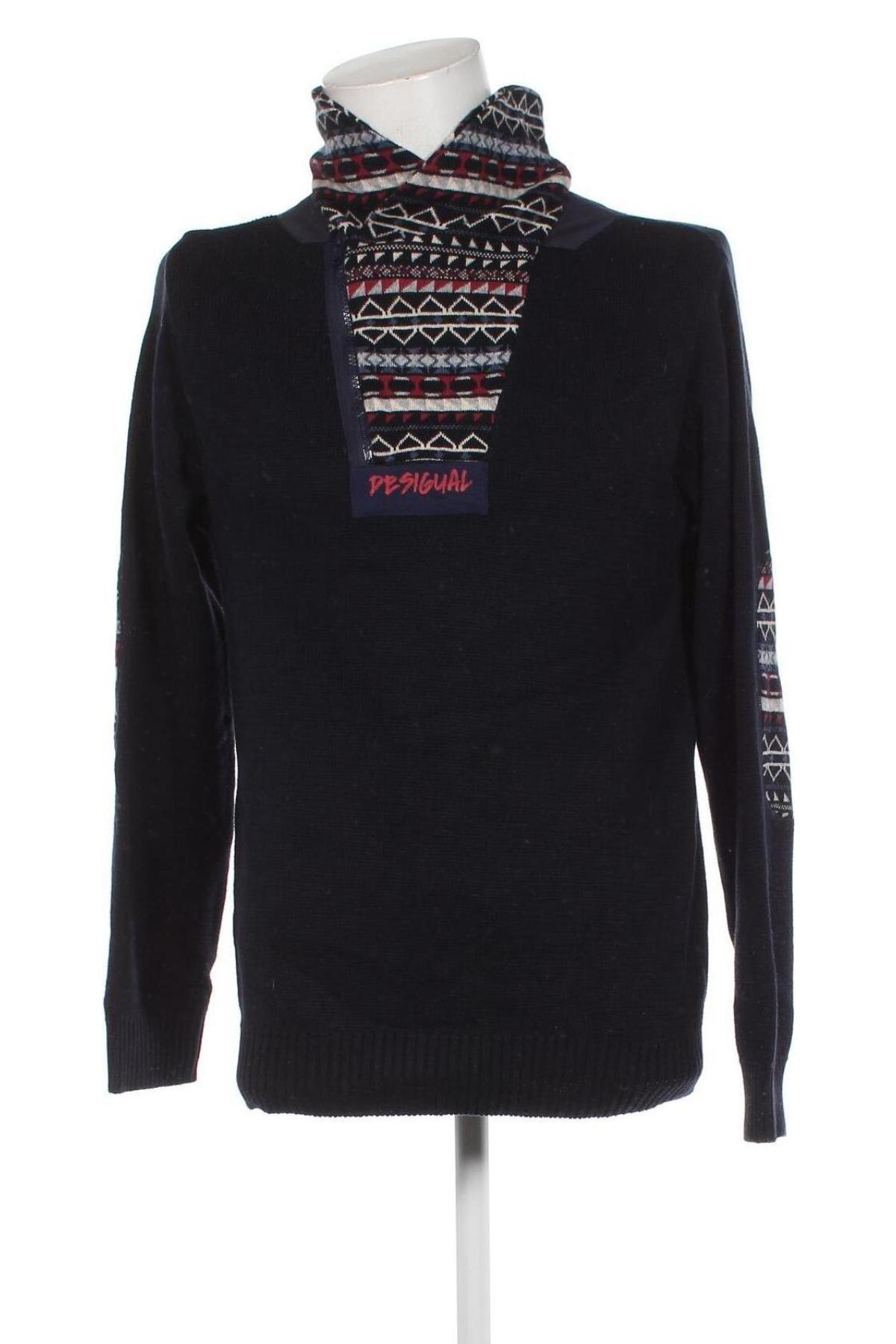 Мъжки пуловер Desigual, Размер M, Цвят Син, Цена 58,90 лв.