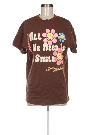 Γυναικείο t-shirt Smiley World, Μέγεθος S, Χρώμα Καφέ, Τιμή 10,99 €