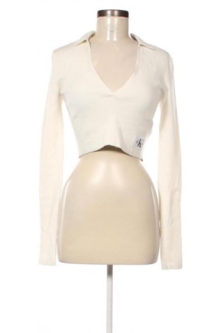 Damski sweter Calvin Klein Jeans, Rozmiar L, Kolor ecru, Cena 614,99 zł