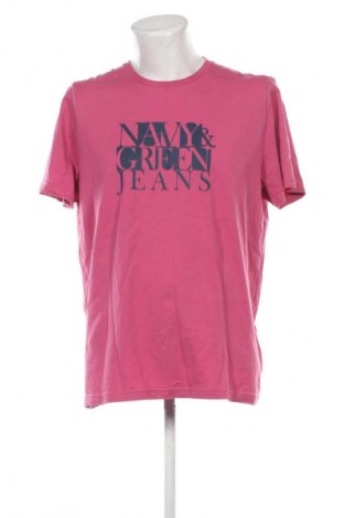 Herren T-Shirt Navy & Green, Größe XXL, Farbe Rosa, Preis 8,00 €