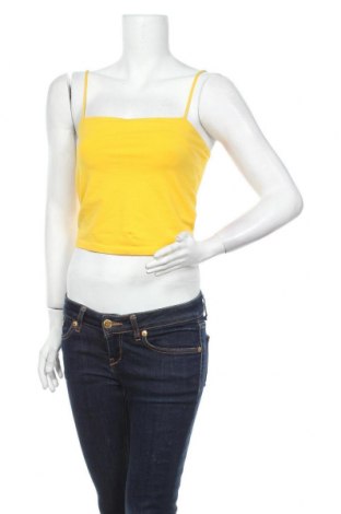 Damska koszulka na ramiączkach Gina Tricot, Rozmiar M, Kolor Żółty, 95% bawełna, 5% elastyna, Cena 30,23 zł