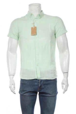 Мъжка риза Knowledge Cotton Apparel, Размер S, Цвят Зелен, 70% памук, 30% лен, Цена 52,82 лв.