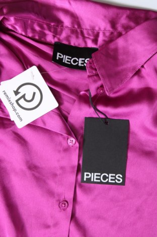 Γυναικείο πουκάμισο Pieces, Μέγεθος L, Χρώμα Βιολετί, Τιμή 11,86 €