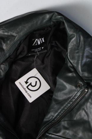 Damen Lederjacke Zara, Größe M, Farbe Grün, Preis 21,40 €