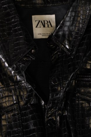 Мъжка кожена риза Zara, Размер XL, Цвят Черен, Цена 33,93 лв.