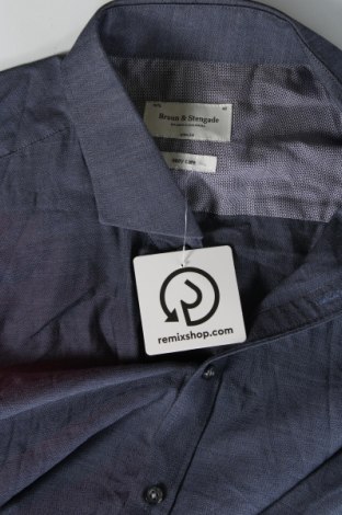 Мъжка риза Bruun & Stengade, Размер L, Цвят Син, Цена 30,25 лв.