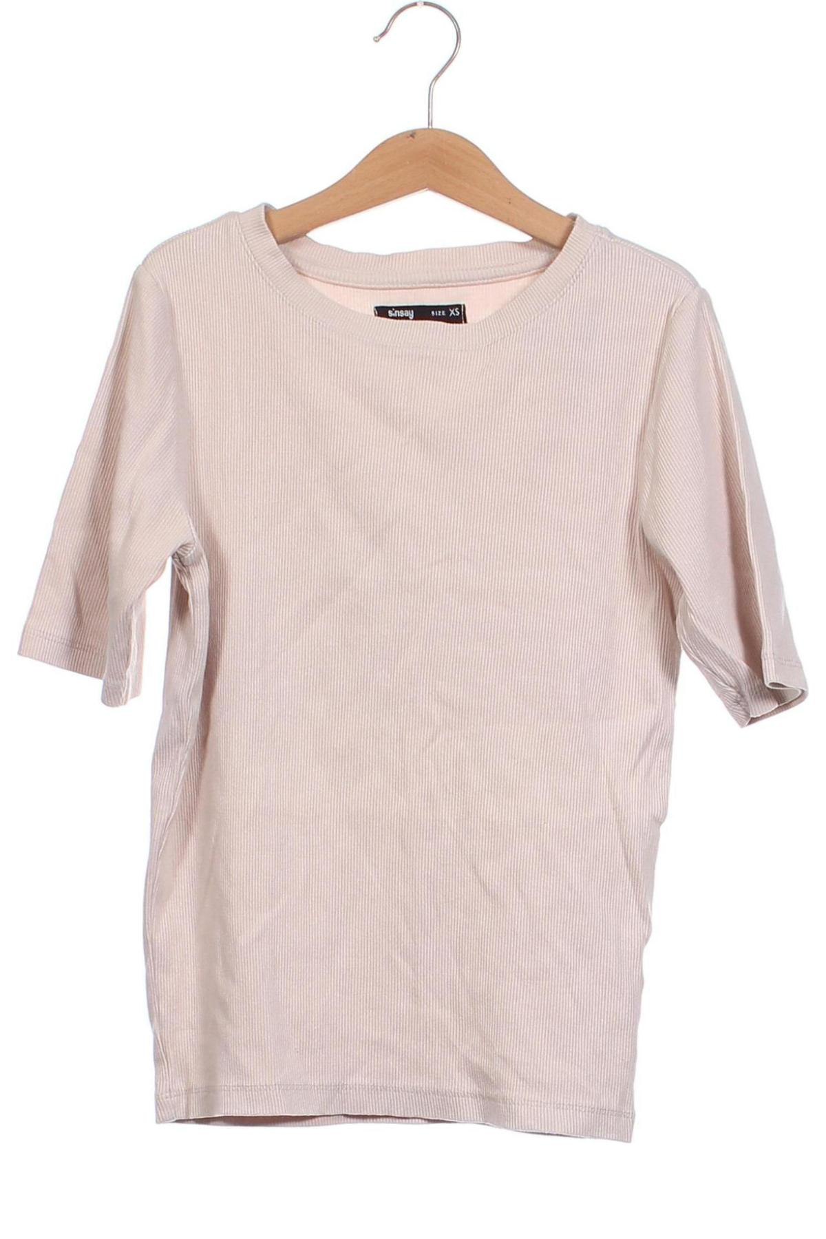 Damen T-Shirt Sinsay, Größe XS, Farbe Beige, Preis 3,59 €