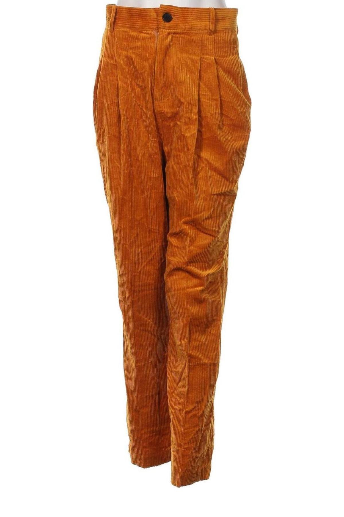 Pantaloni de velvet de femei, Mărime L, Culoare Galben, Preț 52,46 Lei