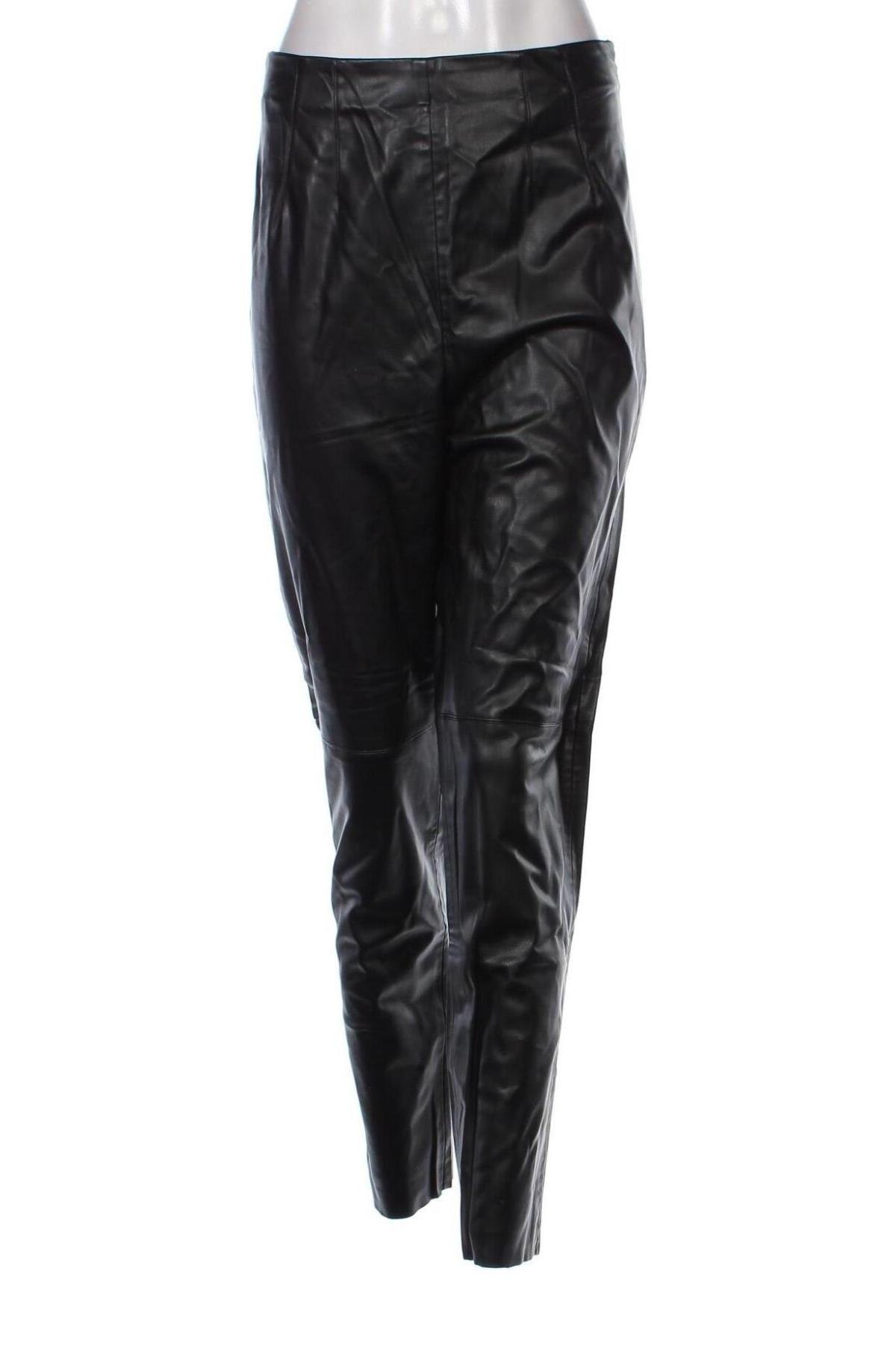 Дамски кожен панталон Zara, Размер XL, Цвят Черен, Цена 16,42 лв.
