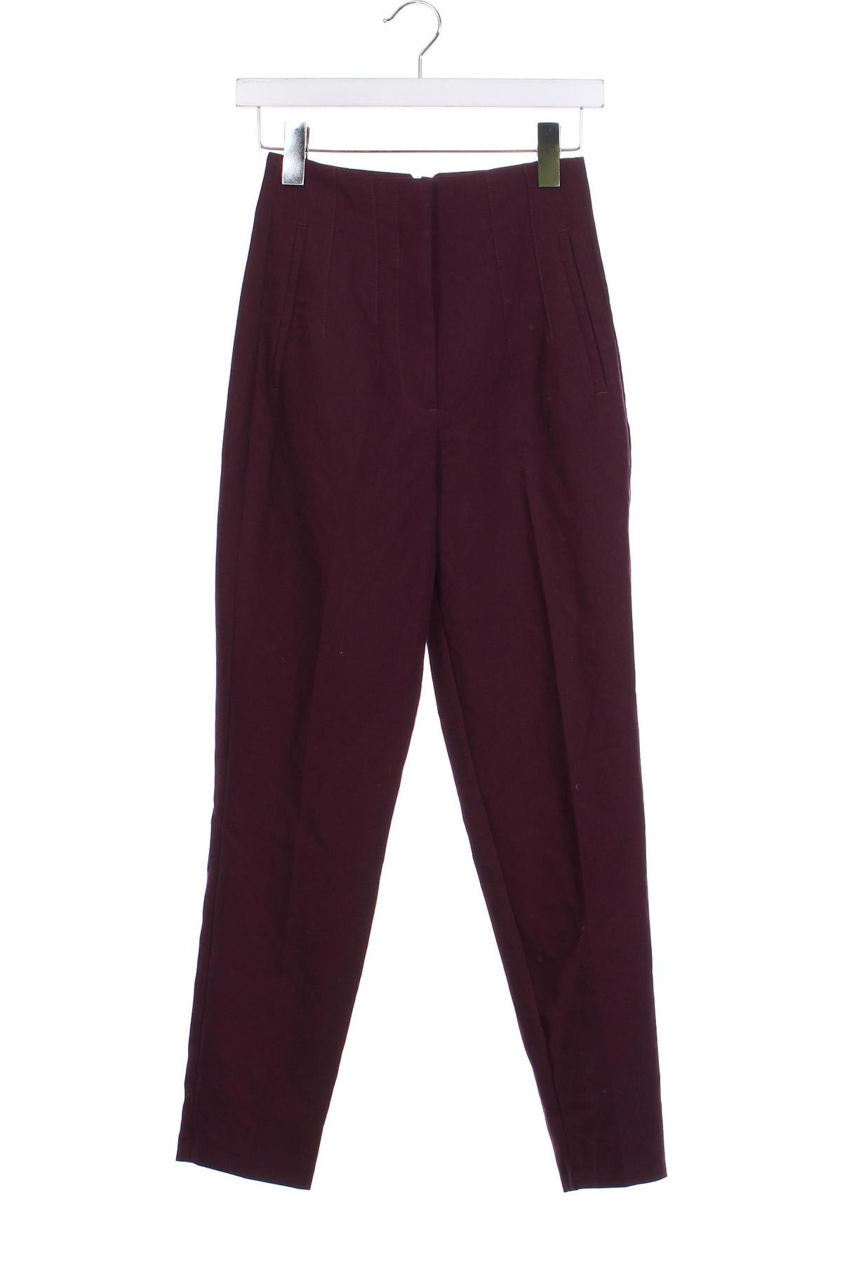 Дамски панталон Zara, Размер XS, Цвят Червен, Цена 62,00 лв.