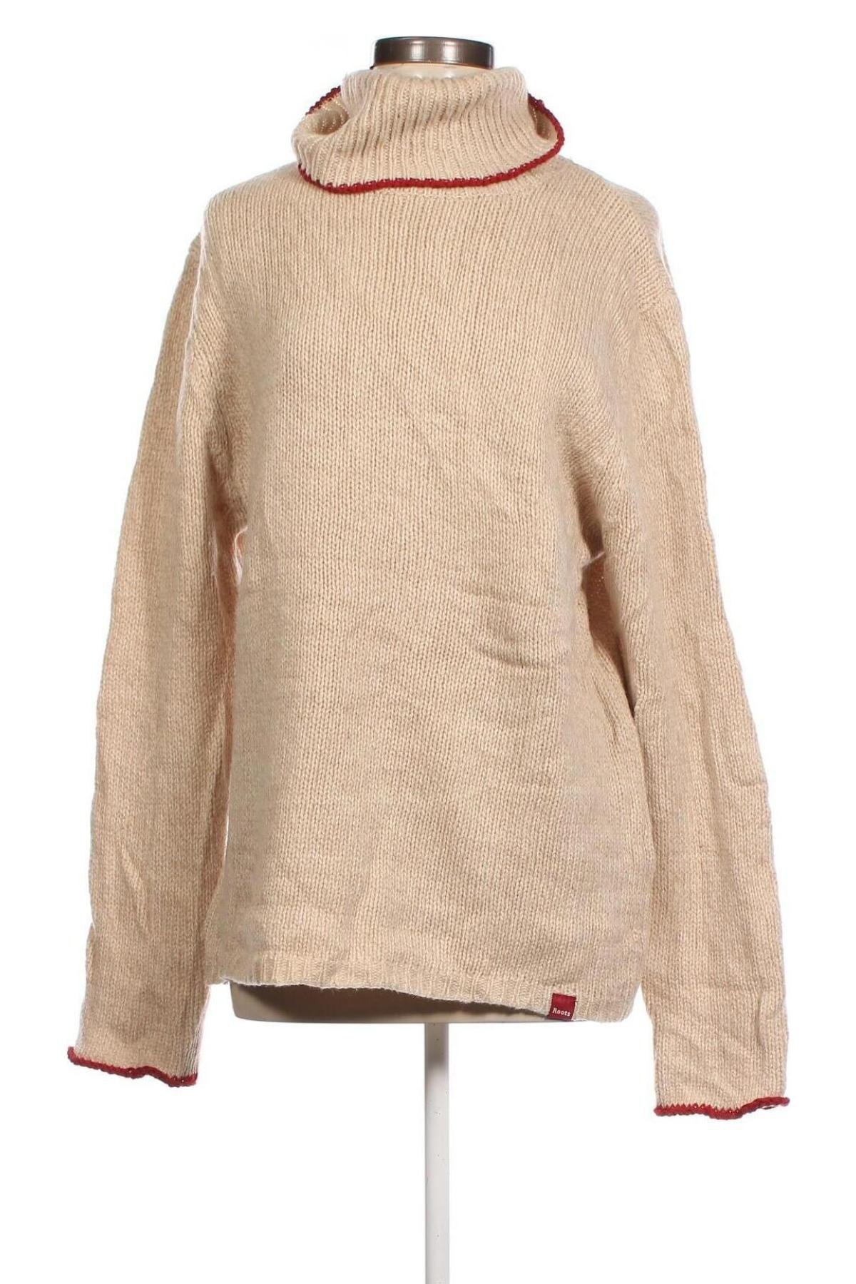 Дамски пуловер Roots, Размер L, Цвят Бежов, Цена 22,55 лв.